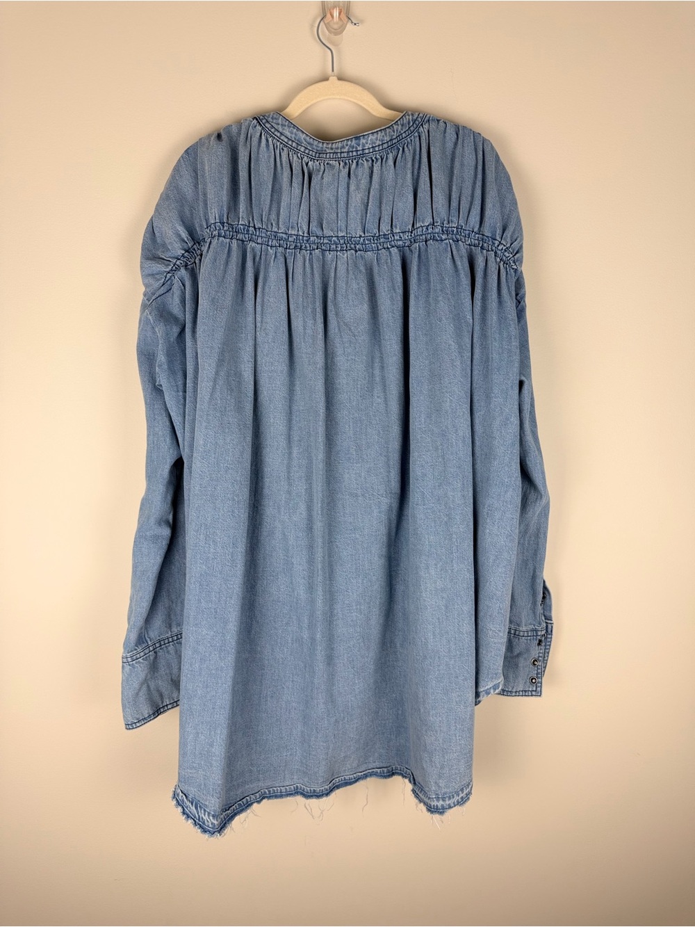 We The Free Free People Light Blue Denim Peasant Tunic Size Large - Picture 2 of 6